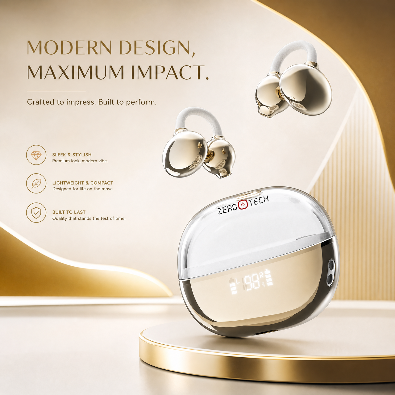 سماعه ايربود زيروتك بتصميم كلاسيك ZPCE-C01O-G