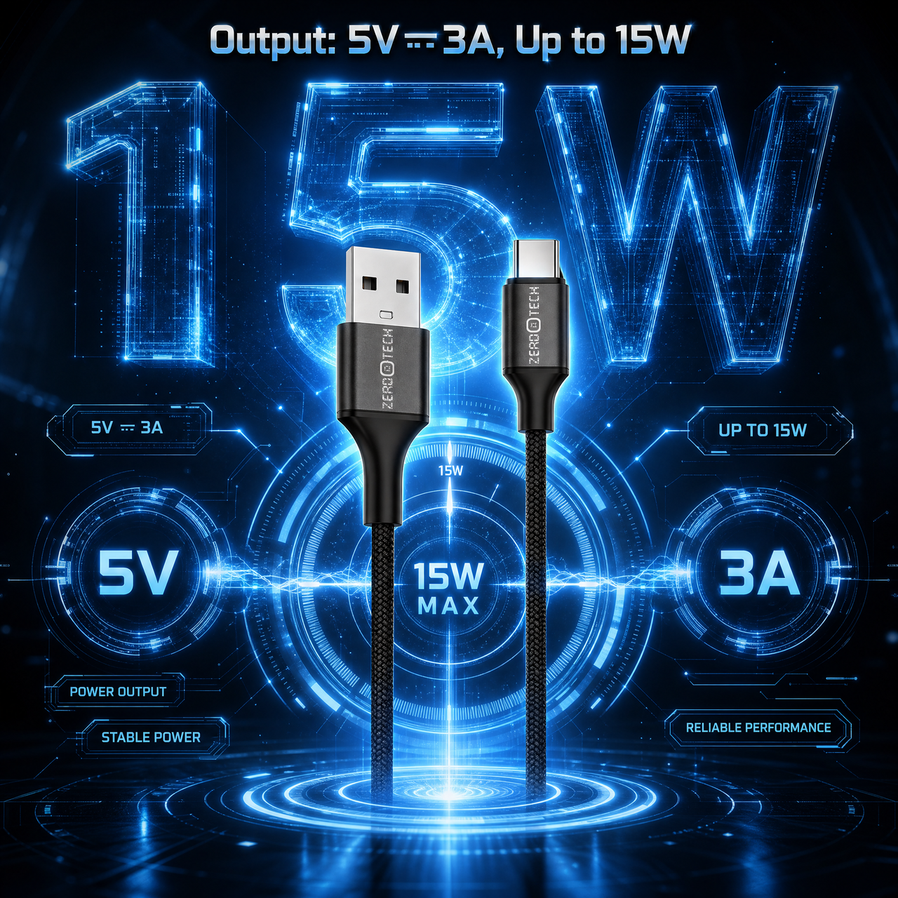 كابل تايب سي - USB 15 وات ZPCC-AC151A
